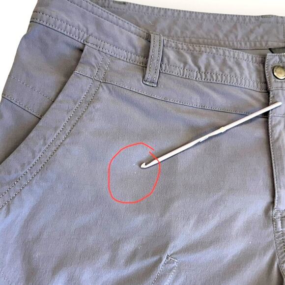 Eddie Bauer Travex Cargo Capri Active Pants Mid Rise Drawcord Hem Size 14 Gray - Picture 16 of 16